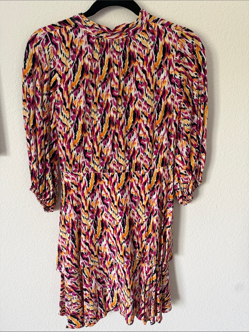 THML Multicolor Pink Black Gold Print Long Sleeve Dress